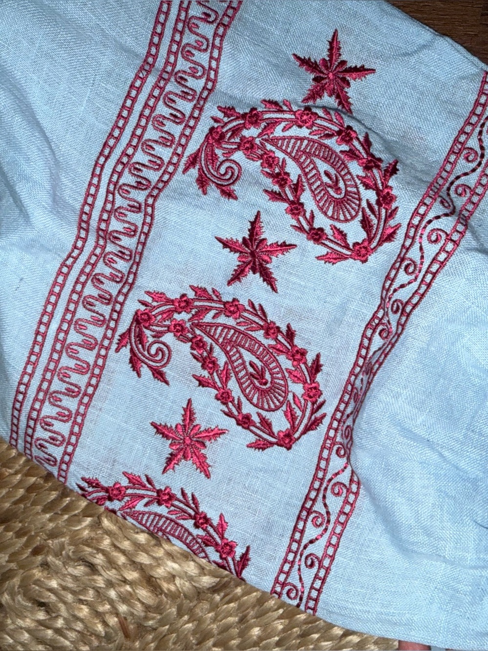 Nwt Asha rare blue embroidered MADAKET PIPER DRESS $550 boho resort linen summer - Picture 4 of 10